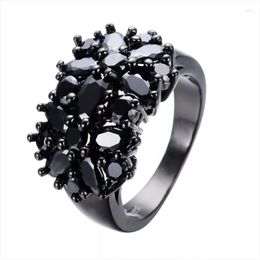 Cluster Rings Fashion Gypsophila Black Oval Inlaid Cross Zircon Couples For Women Men High Ranking Vintage Big Wedding Jewellery