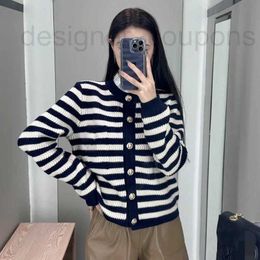Women's Jackets designer luxury C Classic Blue and White Stripes Contrast Letter Embroidery Sweater Knitted Cardigan Coat 23ss Autumn/Winter New 2F46
