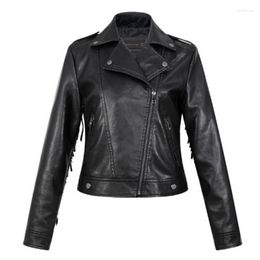 Women's Leather Selling 2023 Spring High-quality Pu Jacket Fashion Fringed Clothes Women Short Motorcycle