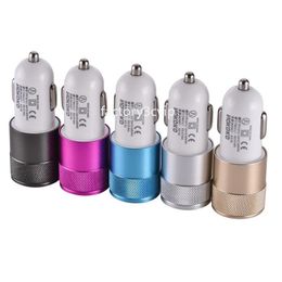 Metal Alloy Dual USB Car Charger Auto Power Adapter For iPhone 14 15 11 12 13 Samsung S6 S10 S23 S24 htc F1 gps pc