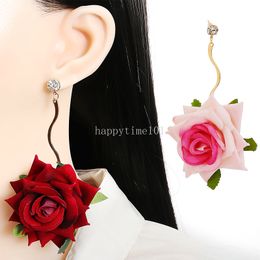 Big Rose Flower Earrings Rhinestone Flowers Pendant Earrings Fashion Dangle Earring Women Wedding Party Jewellery Accessories Gift