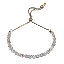 Link Bracelets Cubic Zirconia Classic Tennis Bracelet Pull-string Adjustable Chain Gift For Women Teens Girls