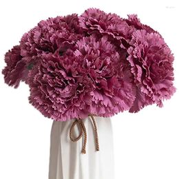 Decorative Flowers 6PCS Carnation Bouquet Room Decoration Red White Pink Imitation Flower Home Wedding Mother's Day Holiday Fake