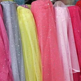 Fabric 1m Sequin Mesh Lace Soft Sand Tulle Lace Fabric Wedding Princess Dress Brocade Sewing Dot Yarn Black White Blue Diy Decorations YQ231109