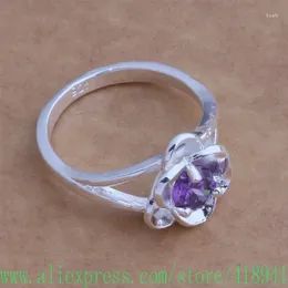 Cluster Rings Silver Plated Ring Fashion Jewellery Terrific Bi-Wring Inlaid Purple Stone /dwfamnma Axhajooa AR003