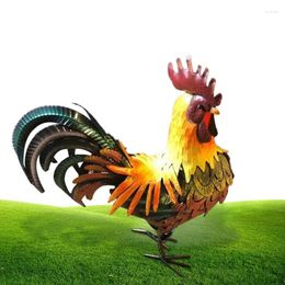 Garden Decorations Statues Rooster Colourful Iron Cast Metal Chicken Hen Statue Yard Sculptures & For