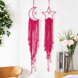 Moon Dream Catcher Hand-woven Cotton Rope Tapestry Bohemian Style Wall Hanging Decoration 122028