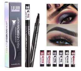 Eyes Makeup Fashion Eyebrow Ink Pen Liquid Eye Brow Enhancer 6 Colours Waterproof Four Head Eyebrows Pencil4632688