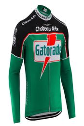 Gatorade Green Men Long Sleeve Retro Cycling Jersey Thermal Winter Fleece Autumn No Fleece Biking Clothing MTB Bicycle Wear Jers511086810