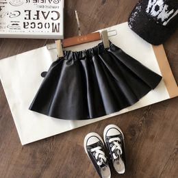 Skirts Spring Autumn winter Girls Kids Leather PU Skirt Comfortable Cute Baby Children Clothing 231109