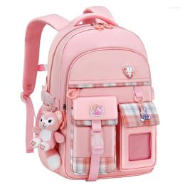 School Bags Cute Grid Children Schoolbags For Girls Student Computer Waterproof Travel Bag Laptop Backpack Light Weight Reduction Mochila
