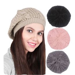 BeanieSkull Caps Winter Knitted Beanie Hat For Women Lady s Twist knitting Beret Solid Skullies Beanies 231109