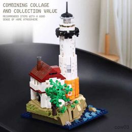 Blocks 2023 Ideas Sky City Urban Architecture Stone House Motorized Lighthouse Building Blocks MOC Birthday Children Gift R231109