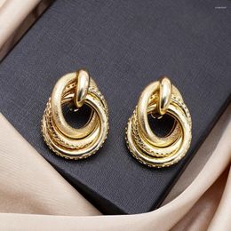 Stud Earrings Korean Style Hollowed Metal Vintage Geometry Twisted Hoop For Women Trending Products Retro Personality Girls Jewelry