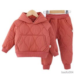 Clothing Sets Autumn Winter Girls' Suit plus Set Boy trendy kids Cotton Coats and Pants Children's Clothing1-6Y