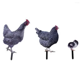 Garden Decorations Simulation Chicken Artificial Grass 3pcs Acrylic Decor Stakes Miniature Hedgehog Ornamente