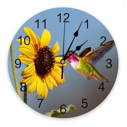 Wall Clocks Retro Daisy Hummingbird Flower 3D Clock Modern Design Living Room Decoration Kitchen Art Watch Home Decor