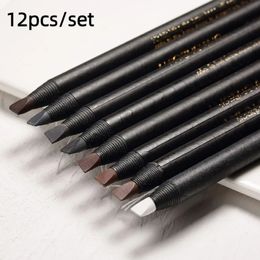 Eyebrow Enhancers 12 White Eyebrow Pencil Cosmetic Pen Brush for Eye-shadow Natural Long-Lasting Tattoo Tint Waterproof Eyebrow Makeup Set Beauty 231109