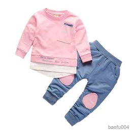 Conjuntos de roupas nova primavera outono roupas da menina do bebê terno infantil roupas crianças camiseta calças 2 pçs/sets traje casual crianças