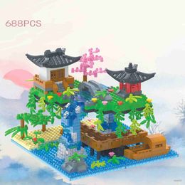 Blocks Peach Blossom Building Block National Style Architectural Model Decoration Children's Toys R231109