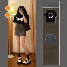 Work Dresses 2023 Spring And Summer Fashion Thin Korean Wear Set Female Loose Short-sleeved T-shirt Show Body Package Hip Skirt