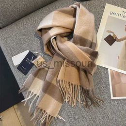 Scarves Luxury Brands Classic England Style Women Scarf Fashion Stripe Plaid 100% Wool Scarves Tassel Shawls Pashmina Lady Wrap Hijab J231109