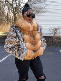 Women's Fur Faux Fur Real Red Fur Jacket Women Luxury Genuine Silver Short Coat For Girls Full Sles Winter Plush Red Fur Coat FeL231109