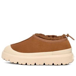 Handmade custom-made women's shoes fashionable warm snow boots mid-top UG thick sole Tasman Weather Hybrid Slipper 'Chestnut Whitecap' 1144096-CWTC