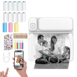 Portable Pocket 200dpi Wireless Thermal Printer, Mini Note Memo Ink-Free Printer with Paper Bluetooth Student Printing Device