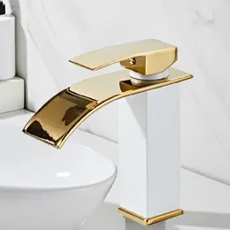 Bathroom Sink Faucets Golden Faucet Basin Fauced Deck Mounted Single Hold Water Mixer Taps Gold Lavatory Tap