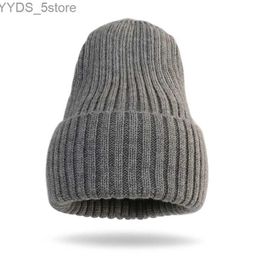 Beanie/Skull Caps Winter Autumn New Women Hat Beanies Solid Color Soft Cotton Elastic Warm Knitted Bonnet Female Cap Knitting Hats YQ231108