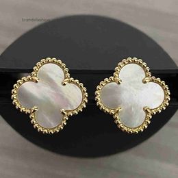 Classic Van Jewellery Accessories stud Earrings luxury designer Earing clover pearl MotherofPearl 18K gold Plated Agate ear ring Mothers Day party Wedding Gift jewel