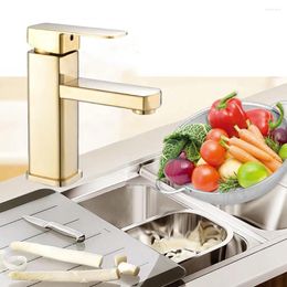 Bathroom Sink Faucets 1PC Basin Tap Mixer Brushed Gold Stainless Steel Deck Mounted Single Hole And Cold Water Square Faucet