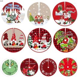 Christmas Decorations 90CM Tree Skirt Cartoon Santa Claus Xmas Bottom Mat Carpet For Year Decor Home Party