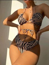 Women's Swimwear Women's Swimsuit Set Three Pieces Women Bikini Push Up Padded Bra Leopard Beachwear Brazilian Bathing Suit Bikinis