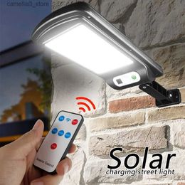 Solar Wall Lights LED Wireless Solar Street Light Remote Control COB Solar Light PIR Motion Sensor IP65 Outdoor Solar Wall Light Waterproof Lamp Q231109