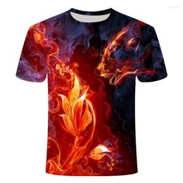 Men's T Shirts Fashion Sale Summer Round Neck Short Sleeve T-Shirt Blue Green Red Flame 3D Printed Top Shirt