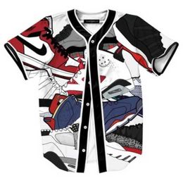 Baseball Jersey Men Stripe Short Sleeve Street Shirts Black White Sport Shirt UAN3001