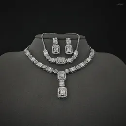 Necklace Earrings Set 3pcs Pack 2023 Arrival Unique Design Silver Color Bride Jewelry For Women Christmas Gift E019-S019-X019