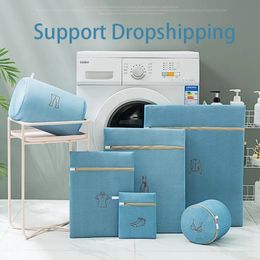 Laundry Bags 6Pcs Set Laundry Bag Thicken High Quality Printed Luxury Laundry Pouch Set Large Capacity Clothes Protection Storage Washing Bag 231109