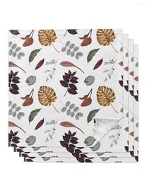 Table Napkin 4pcs Autumn Dead Leaves White Square 50cm Party Wedding Decoration Cloth Kitchen Dinner Serving Napkins