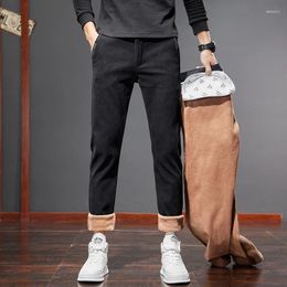 Men's Pants Winter Fleece Warm Brushed Fabric Casual Business Fashion Slim Fit Stretch Thick Velvet Cotton Trousers Male 28-38