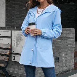 Women's Trench Coats Outdoor Sport Windproof Waterproof Jackets Women Lightweight Raincoat Outdwear Hooded Rain Jacket Climbing Cycling