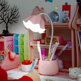 Table Lamps Xmas Gift For Children Flower LED Lamp USB Rechargeable Dimmable Reading Bedroom Decoration 360° Rotation