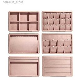 Jewelry Boxes Pink Pu Jewelry Display Tray Necklace Holder Metal Luxuly Ring Organizer Earring Show Stand Mall Show Plate Tray Q231109