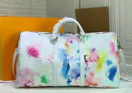 Luxury Brand Women Duffel Bags White Rendered Watercolor Large Letter Gradient Handbags Couples