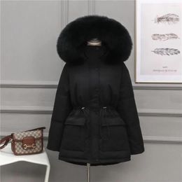 Women's Trench Coats Down Cotton Women 2023 Autumn Winter Korean Fashion Waist Thin Parkas Thick Warm Long Padded Jackets Female Outerwear