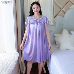 Women's Sleepwear Plus Size Sleepwear Women's Silk Satin Sleepdress Nightgowns Nightwear Sexy Night Dress Nightie Sleeping Home Dress PijamaL231109