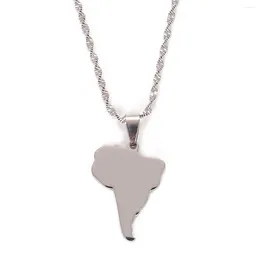 Chains Stainless Steel Map Of South America Pendants Necklace Trendy Gold Colour Charm Cute Chain Jewellery