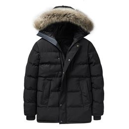 Men's Fur Faux Fur 1.5kg Winter Padded Jacket Men with Fur Collar Hooded Black Grey Warm Male Coat Casual Parka Puffer Down Brand Clothing 231109